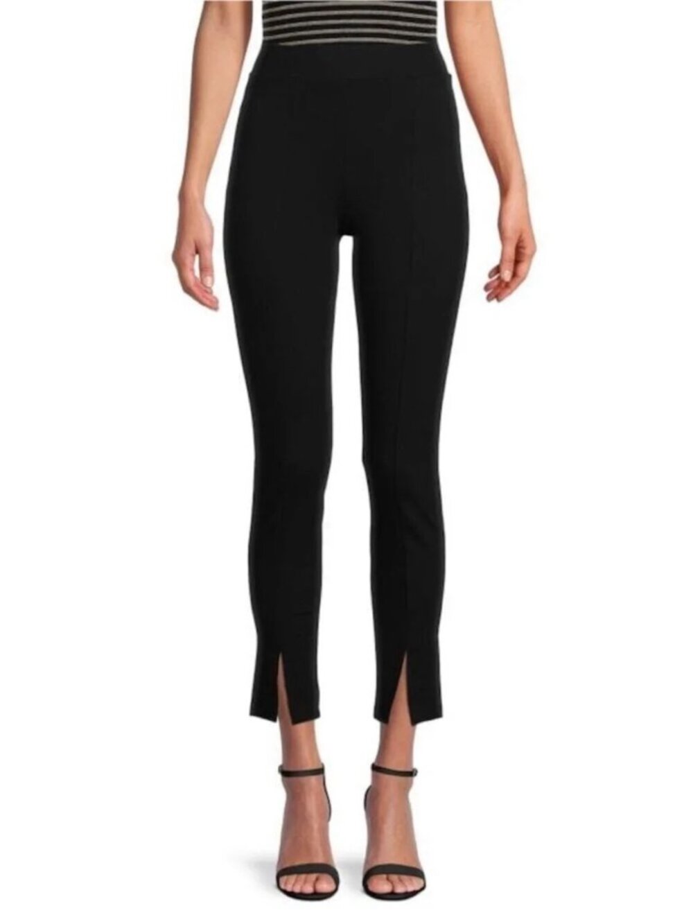 High Rise Split Hem Ponte Leggings Black L (12-14) NWT Work Pants